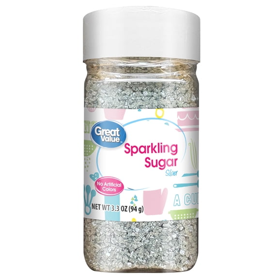 Great Value Sanding Sugar, Silver, 3.3 oz
