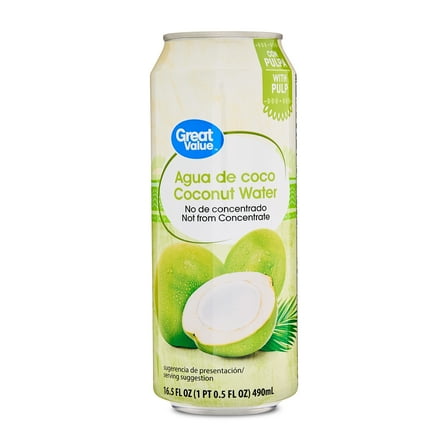 Great Value Coconut Water with Pulp, Essential Electrolytes, 16.6 oz
