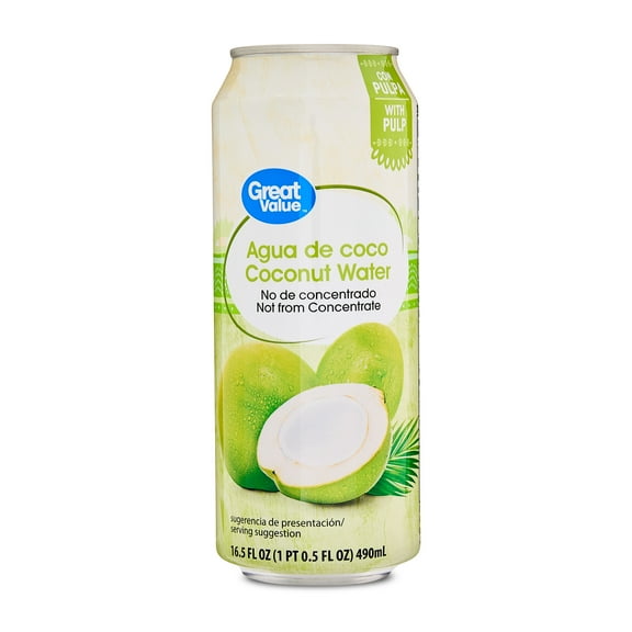 Great Value Coconut Water with Pulp, Essential Electrolytes, 16.6 oz
