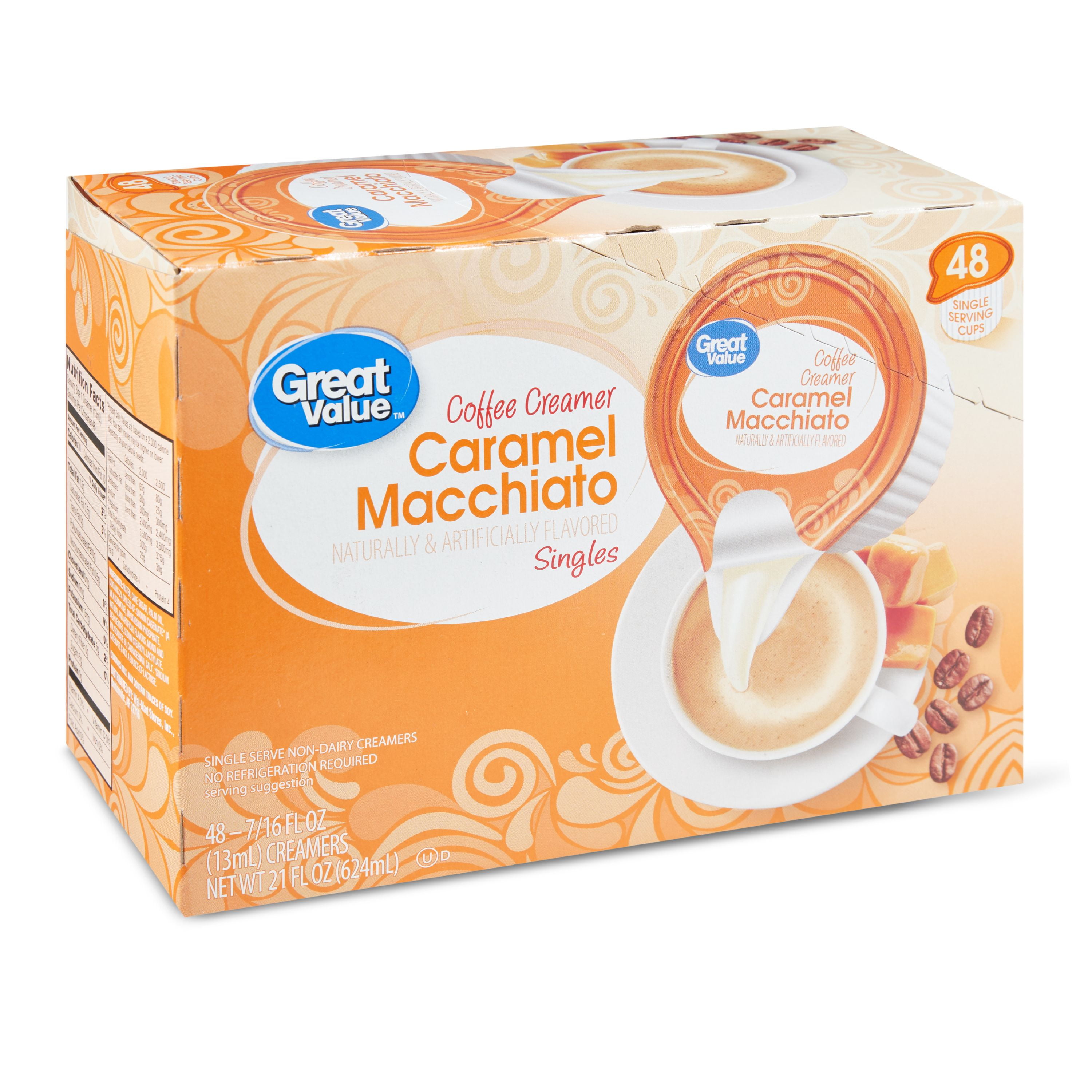 Great Value Coffee Creamer Singles, Caramel Macchiato, 21 fl oz, 48