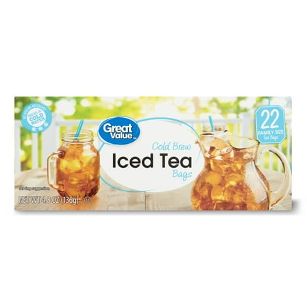 Great Value Cold Brew Black Iced Tea Bags, 22 Count