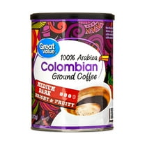 Great Value Colombian Medium Dark Roast Naturally Caffeinated Ground Coffee, 9.6 oz