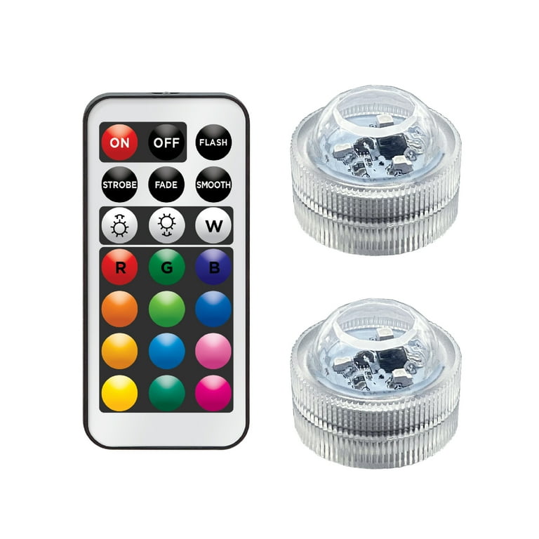 Great Value Color Changing Waterproof Mini LED Puck Lights with Remote – 2  Pack 