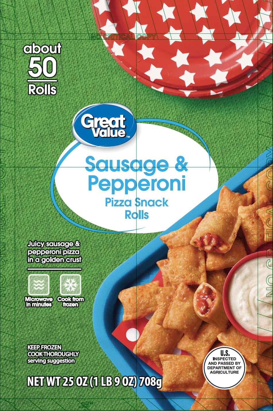 Great Value Combo Pizza Snack Rolls, 50ct, 25oz (Frozen)