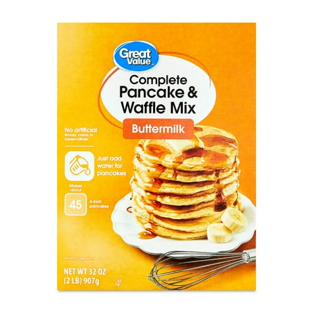 Great Value Complete Pancake & Waffle Mix, Buttermilk, 32 oz