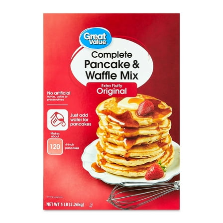 Great Value Complete Pancake & Waffle Mix, Extra Fluffy, Original, 5 lbs