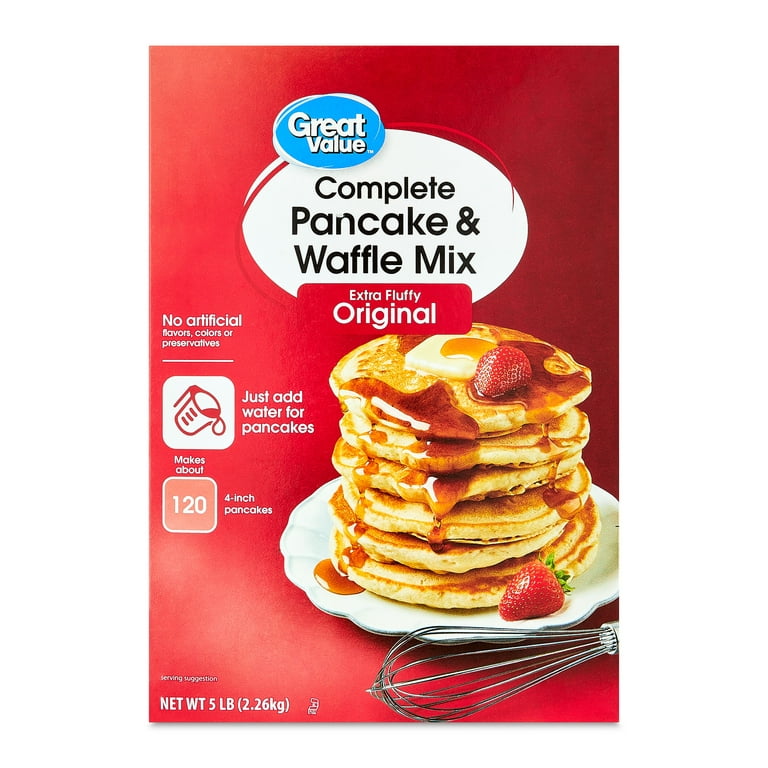 Great Value Complete Pancake & Waffle Mix, Extra Fluffy, Original, 5 lbs