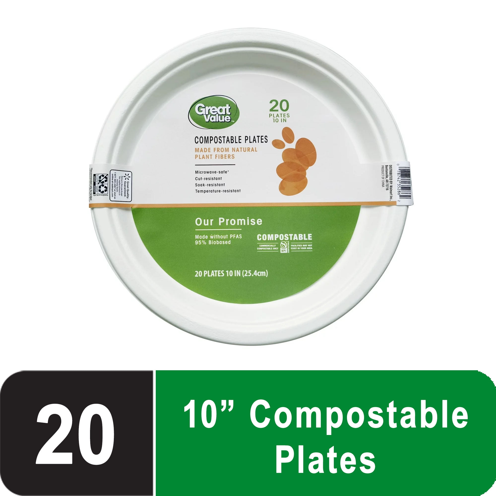 JOLLY CHEF Disposable Paper Plates 10 inch 140 Count, Soak Proof
