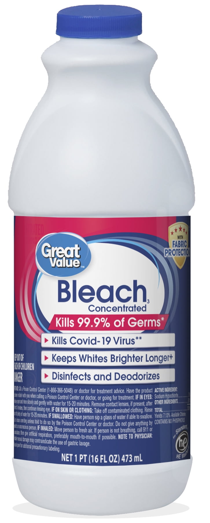 Great Value Concentrated Fabric Protection Bleach, 16 oz
