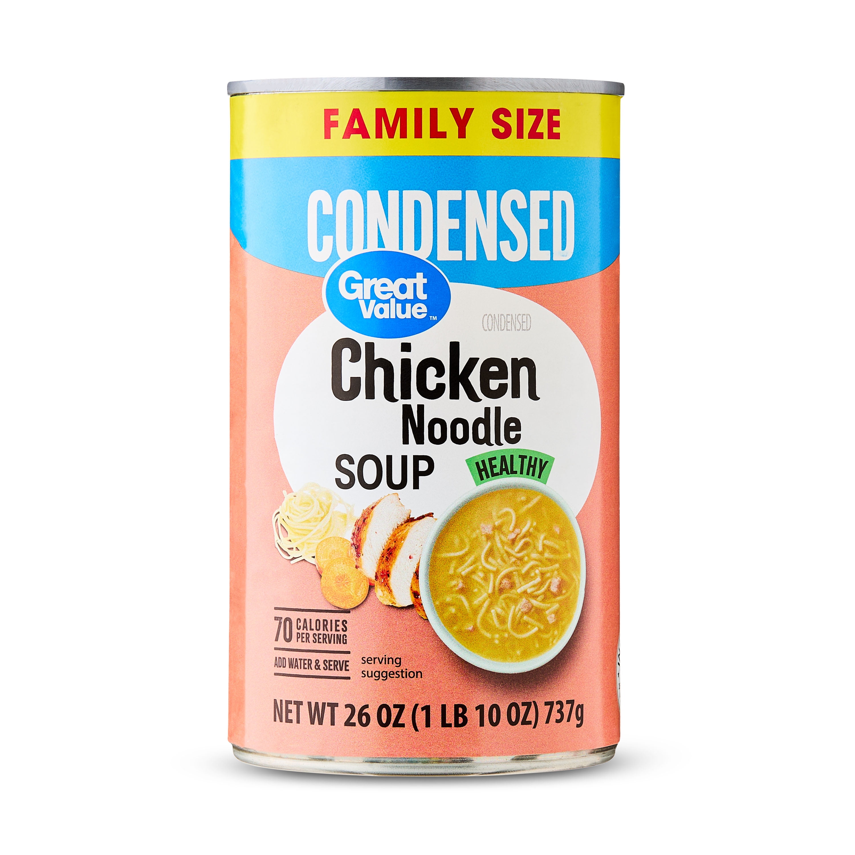 Great Value Condensed Healthy Chicken Noodle Soup, Family Size, 26 oz Can