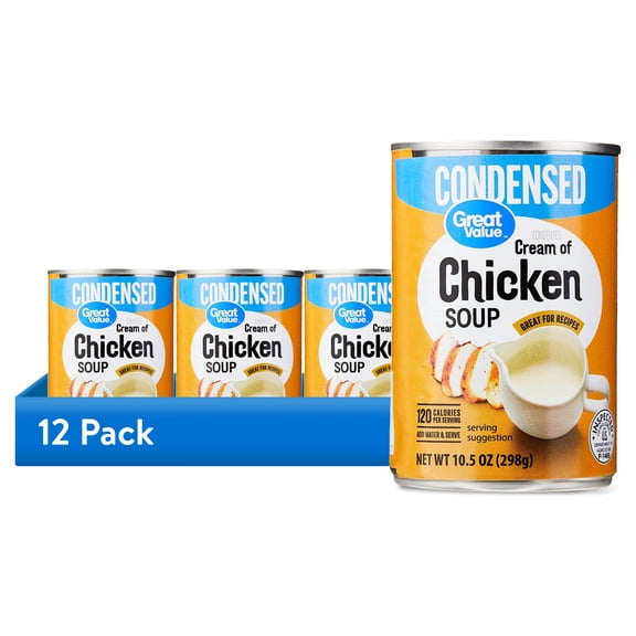 (12 pack) Great Value Cream Of Chicken Condensed Soup, 10.5 oz