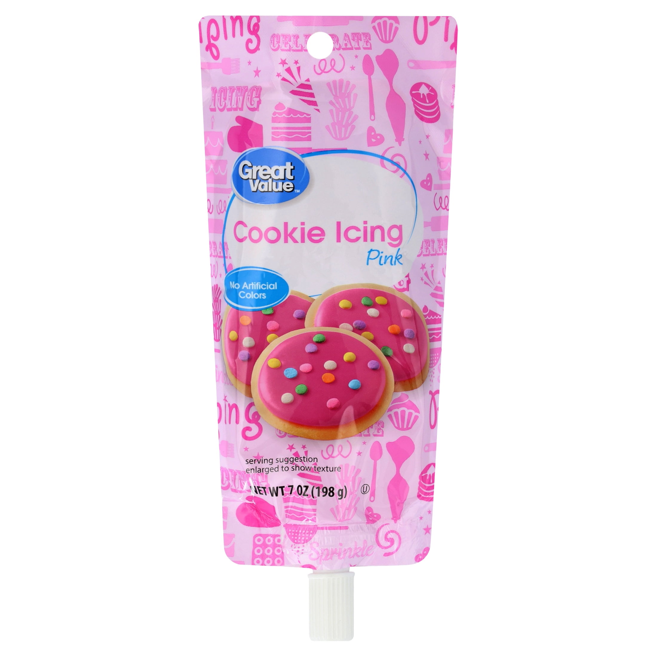 Great Value Cookie Icing, Pink, 7 oz