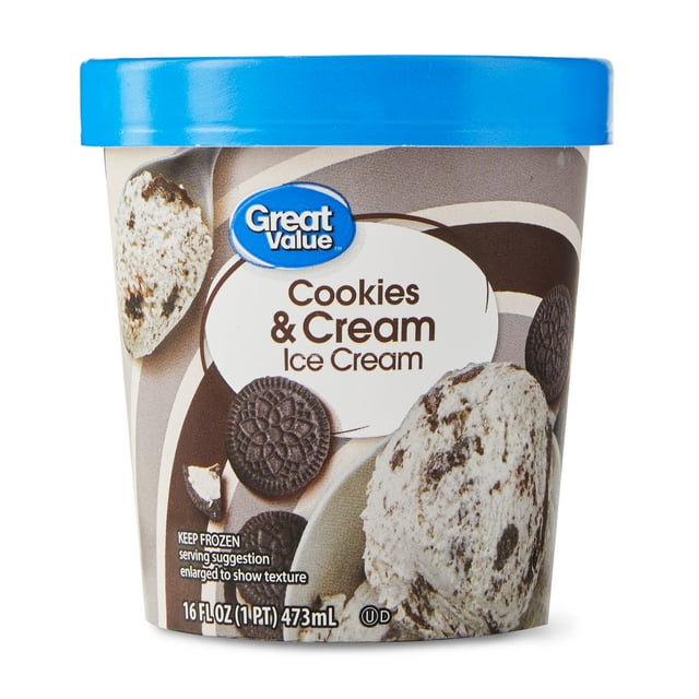 Great Value Cookies & Cream Ice Cream, 16 fl oz - Walmart.com