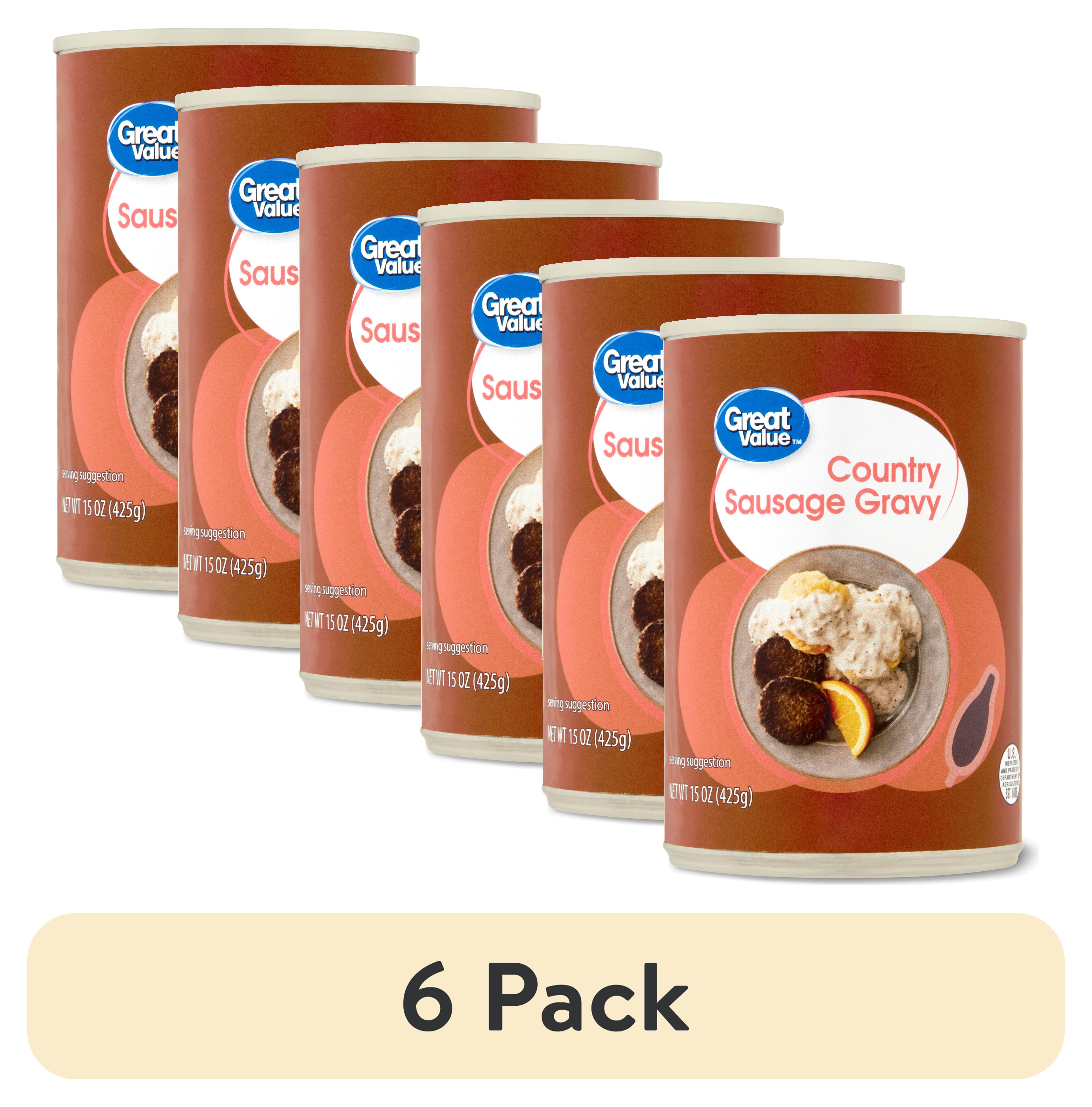 (6 pack) Great Value Country Sausage Gravy, Canned, 15.0 oz