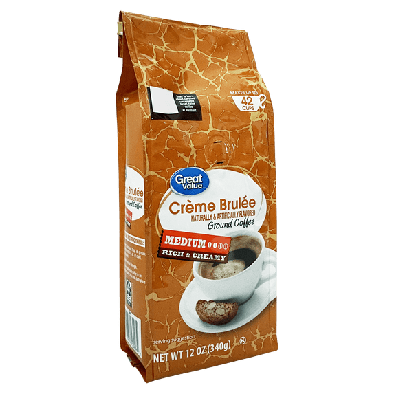 Great Value Crème Brulee Medium Roast Ground Coffee, 12 oz, Bag