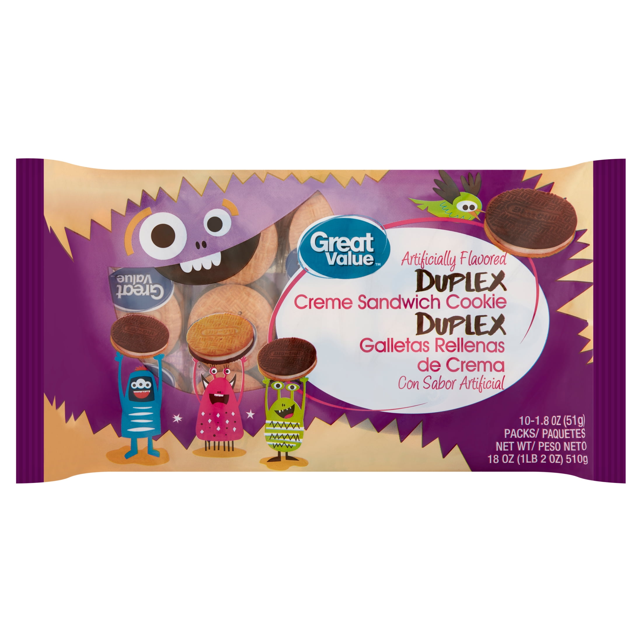 Great Value Crème Sandwich Cookie Vanilla & Chocolate, Multipack