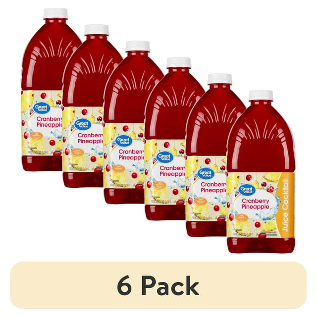 (6 pack) Great Value Cranberry Pineapple Juice Cocktail, 64 fl oz