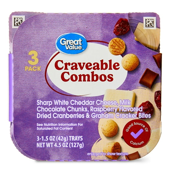 Great Value Craveable Combos Milk Chocolate, Raisins, Graham Cracker, 1.5 oz, 3 Pack