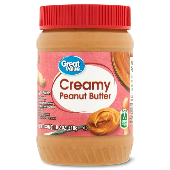Great Value Creamy Peanut Butter, 18 oz
