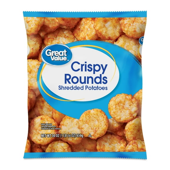 Great Value Crispy Rounds Shredded Potatoes, 30 oz (Frozen)