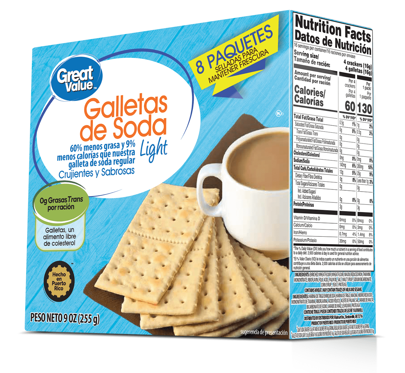 Great Value Light Soda Crackers, 9oz Box