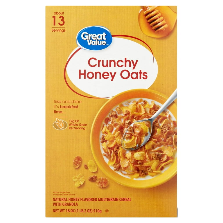 Great Value Crunchy Honey Oats Breakfast Cereal, 18 oz 