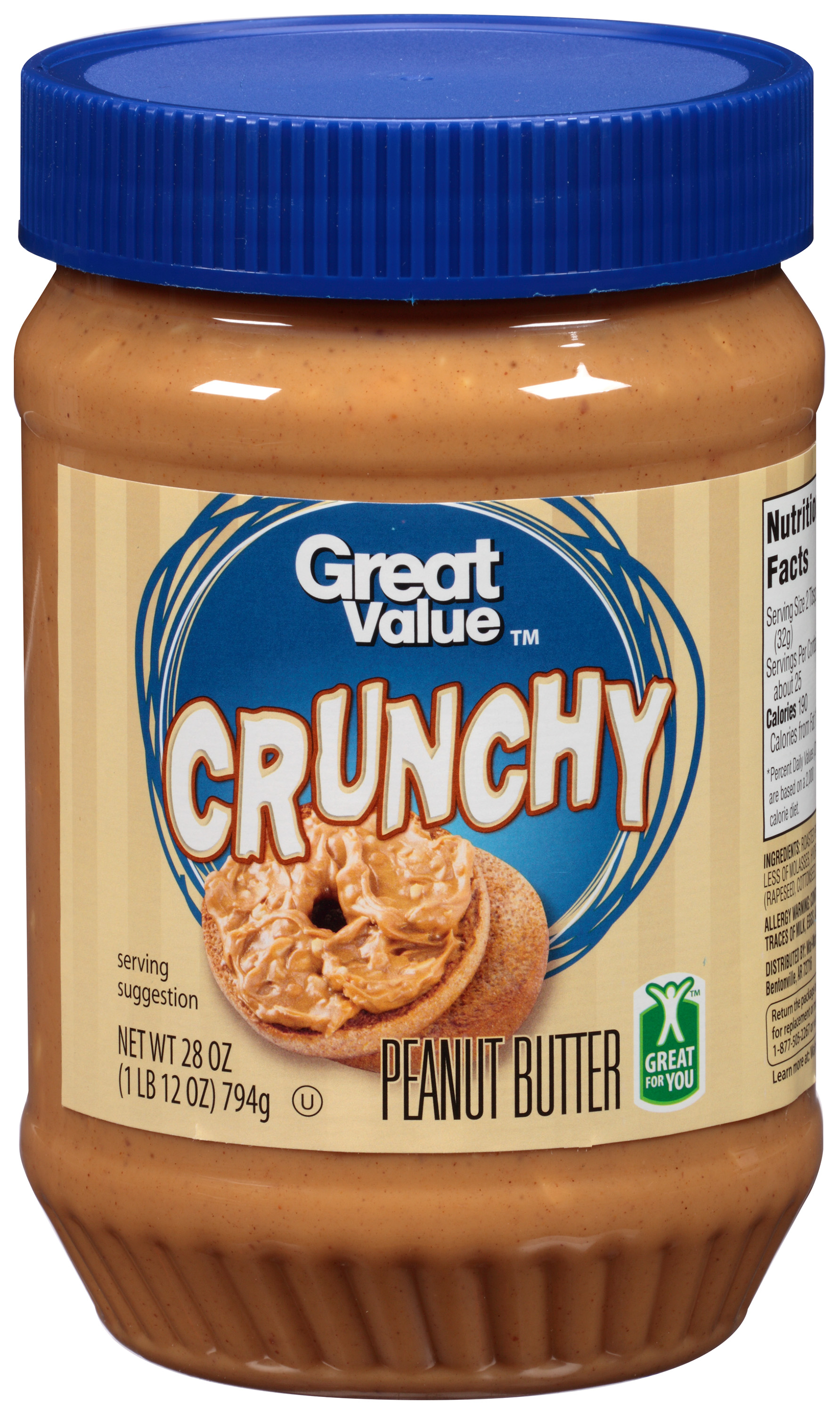 Great Value Crunchy Peanut Butter, 28 Ounces - image 1 of 8