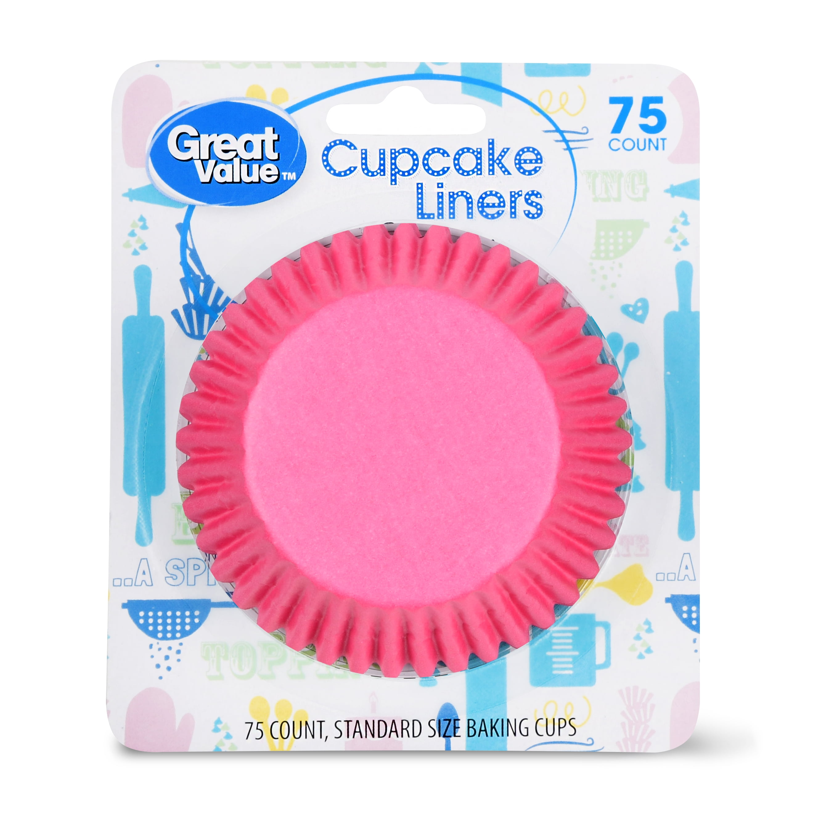 Great Value Cupcake Liners, Pink, 75 Count