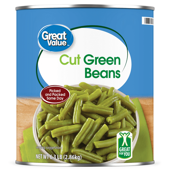 Great Value Cut Green Beans, 101 oz