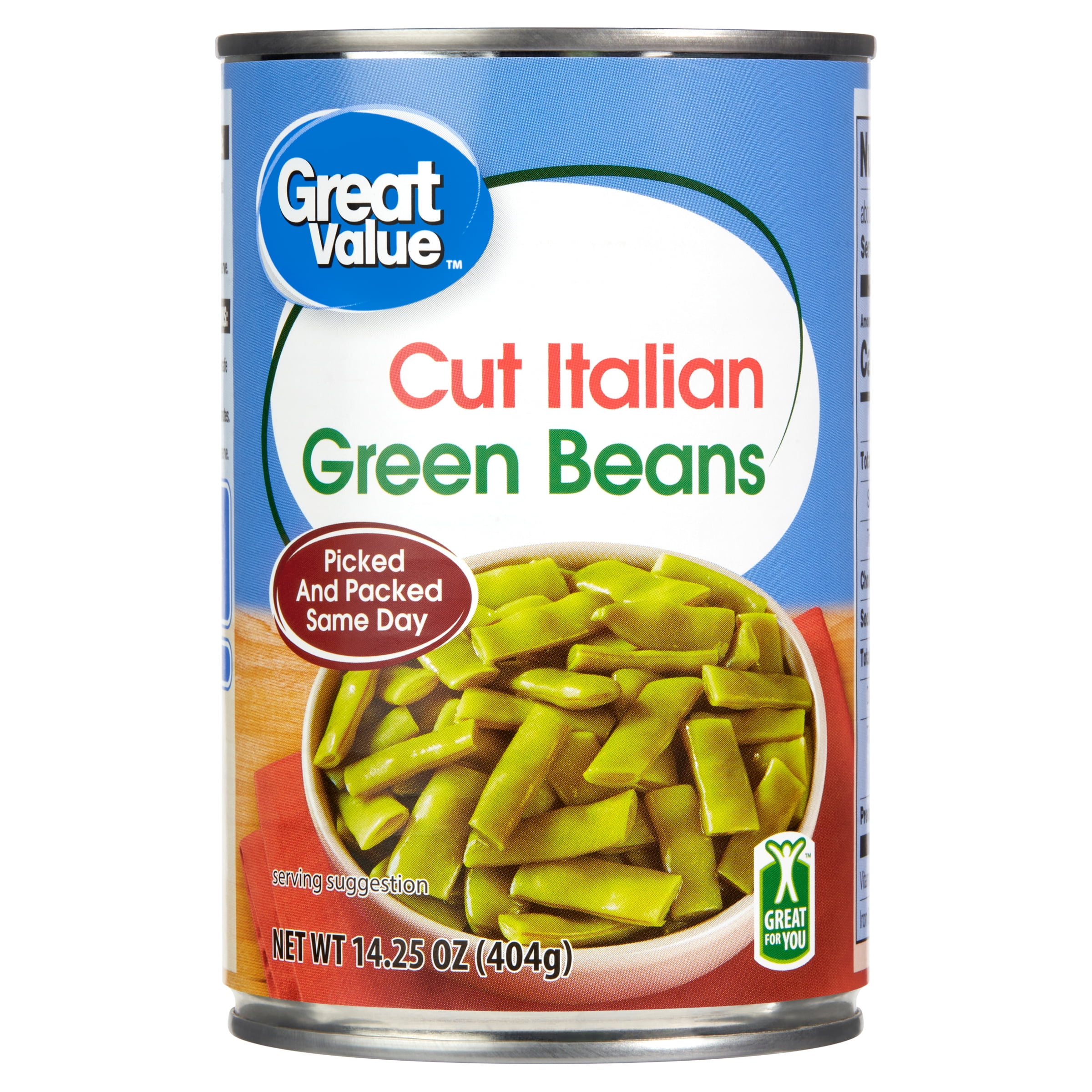 Great Value Cut Italian Green Beans, GlutenFree, 14.5 oz Can