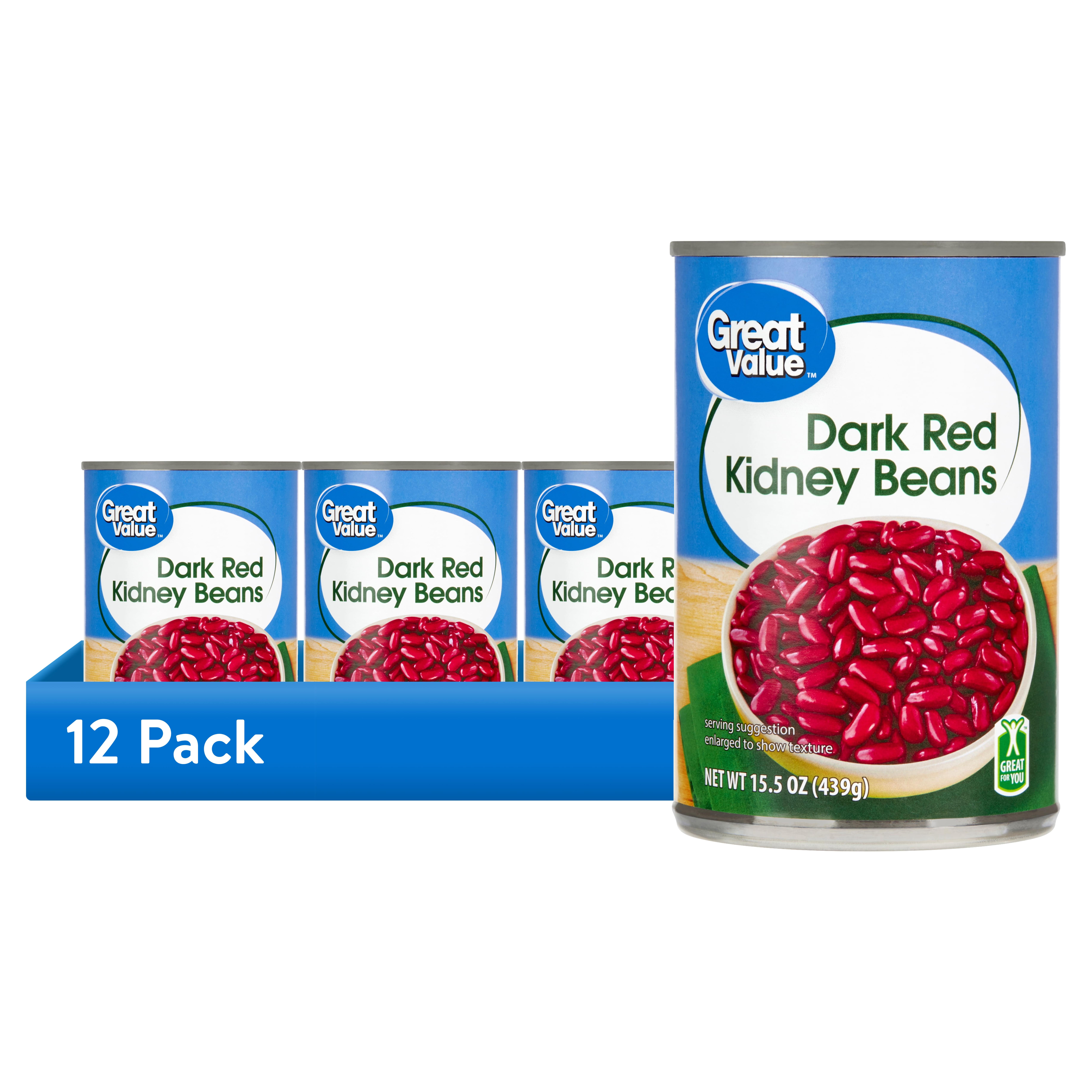 (12 pack) Great Value Dark Red Kidney Beans, 15.5 oz