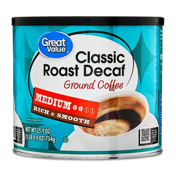 Great Value Decaf Classic Medium Roast Ground Coffee, 25.9 oz
