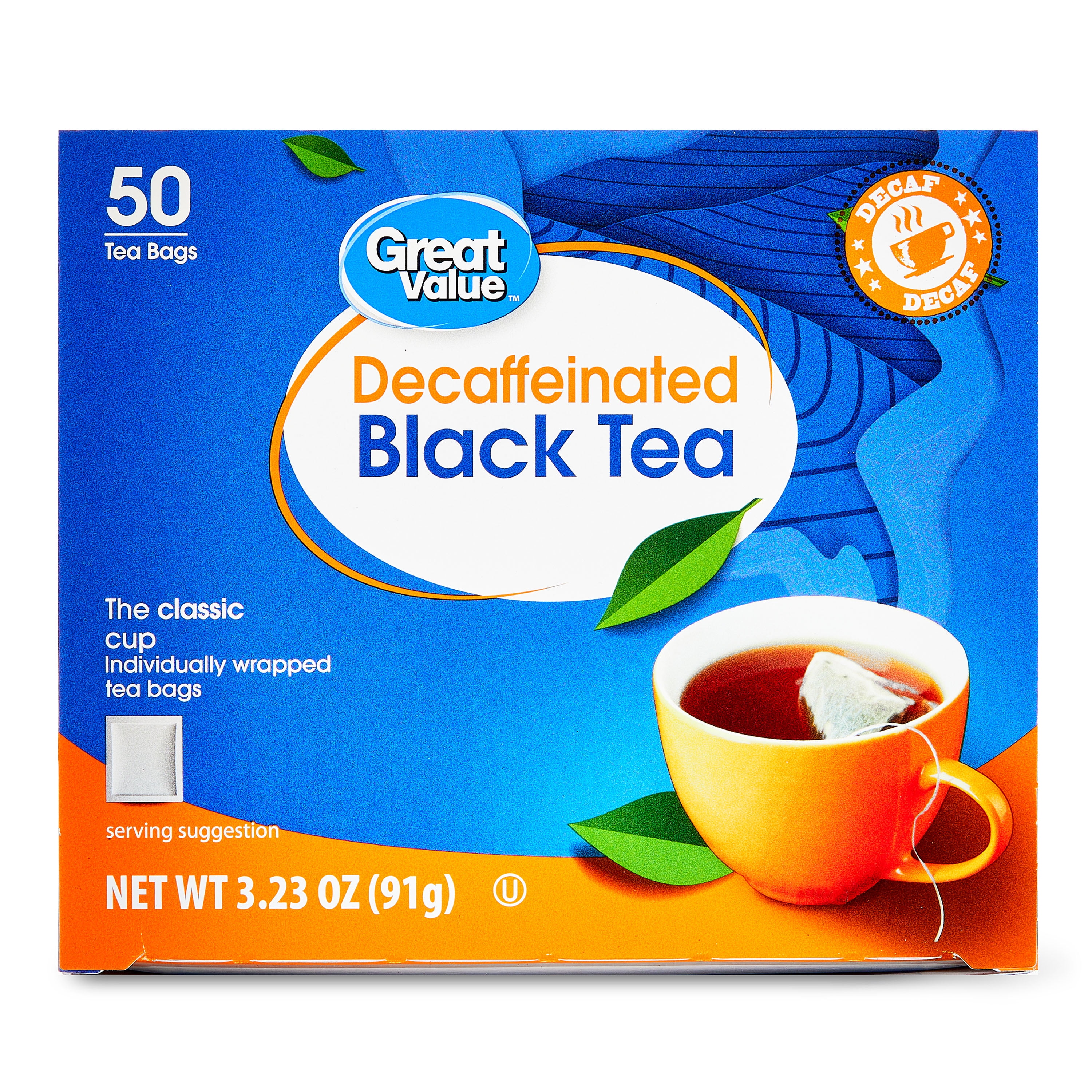 (6 pack) Great Value Decaffeinated Black Tea Bags, 3.1 oz, 50 Count