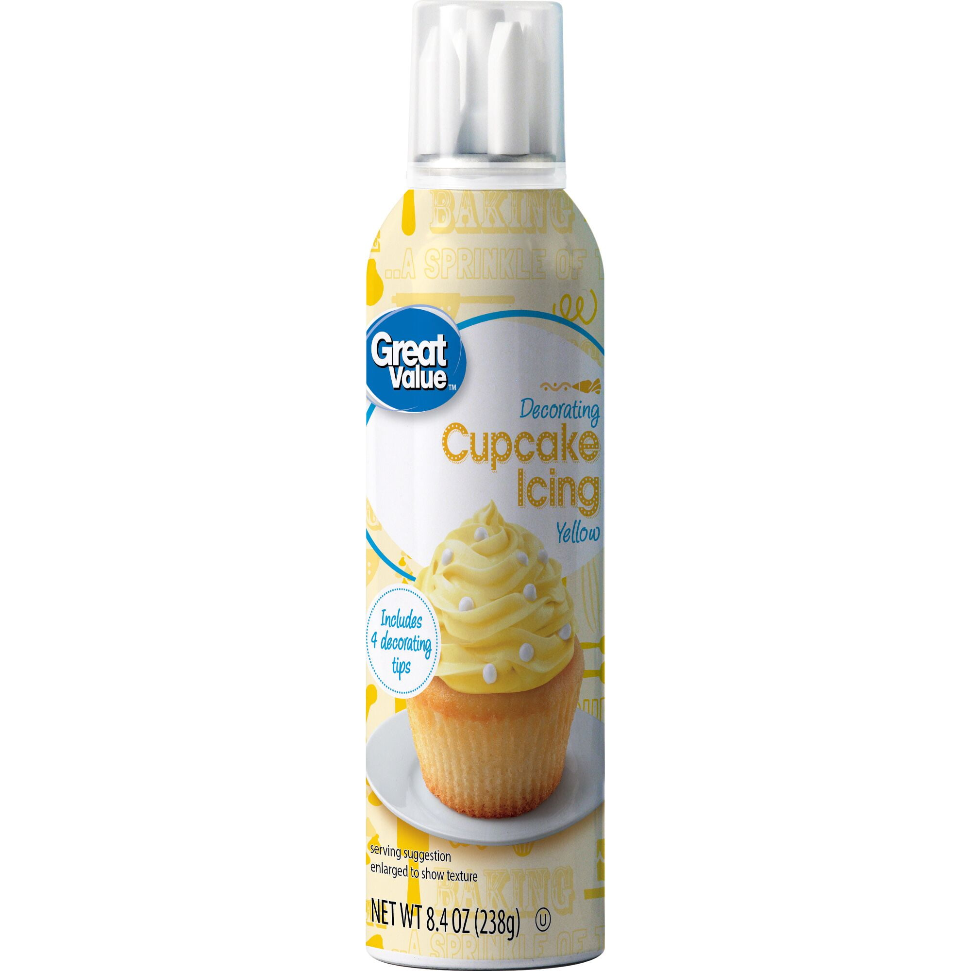 Great Value Decorating Cupcake Icing, Yellow, 8.4 oz