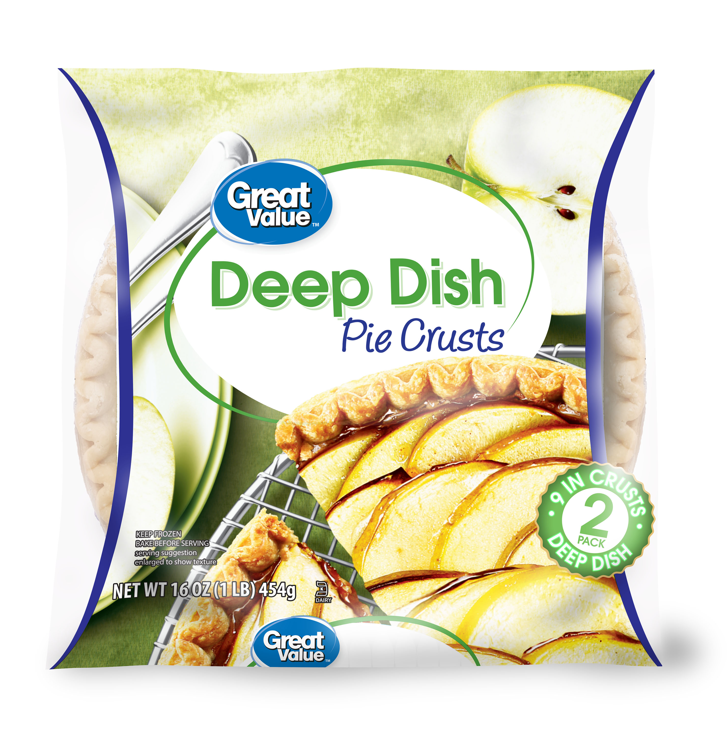Great Value Deep Dish Pie Crusts, 9", 2 Count (Frozen) - image 1 of 9