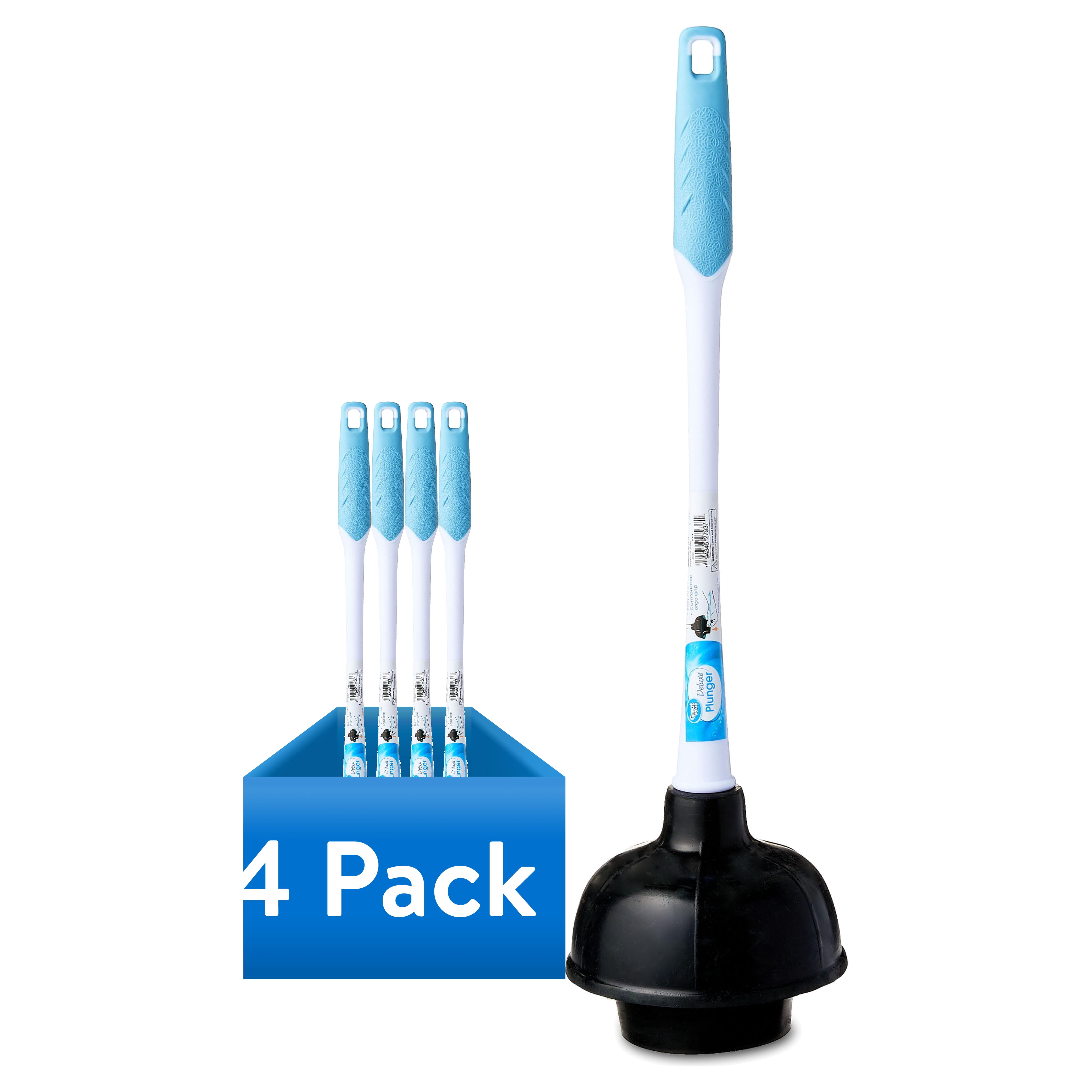 (4 pack) Great Value Deluxe Toilet Plunger with 16-in Ergonomic Plastic Handle, 1 Each