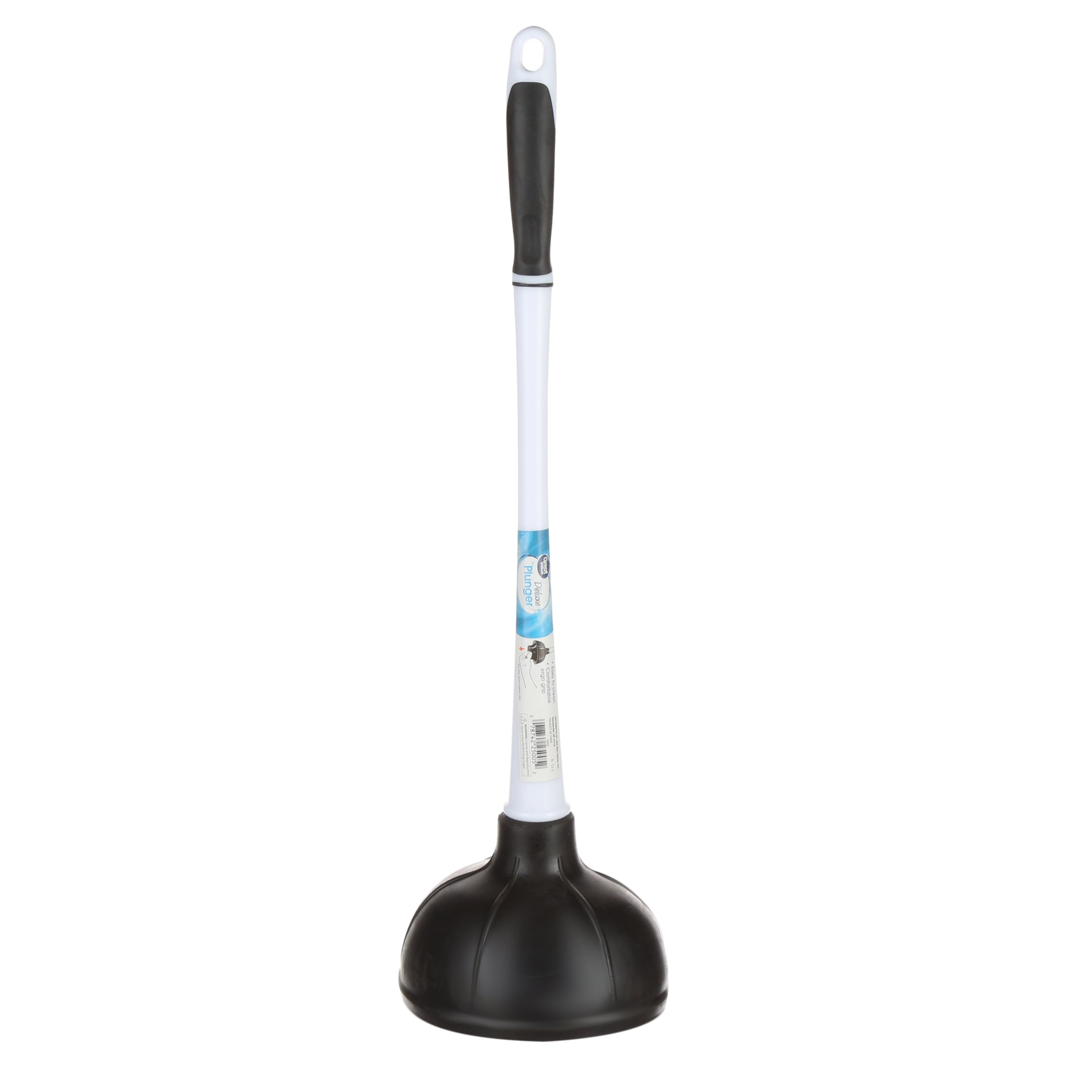 Great Value Deluxe Toilet Plunger with 16in Ergonomic Plastic Handle