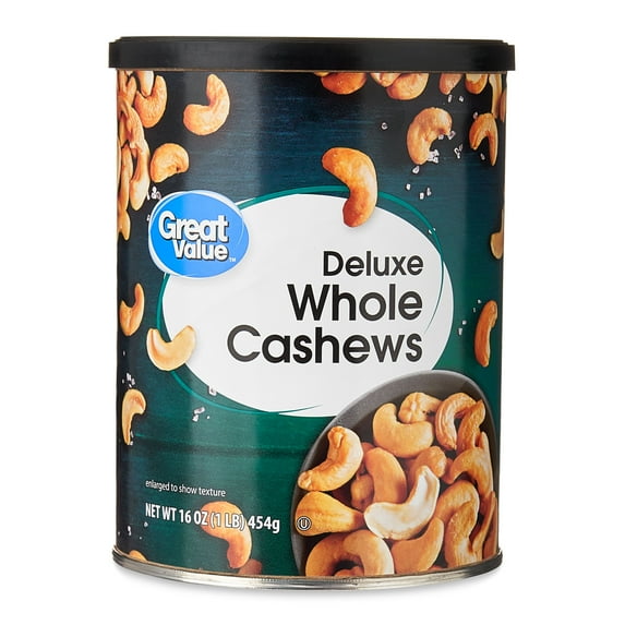 Great Value Deluxe Whole Cashews, Salted, 16 oz
