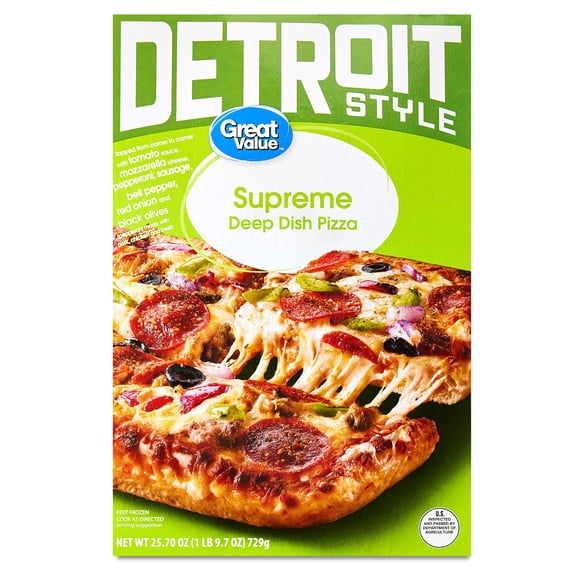 Great Value Detroit-Style Supreme Deep Dish Pizza, 25.7 oz (Frozen)
