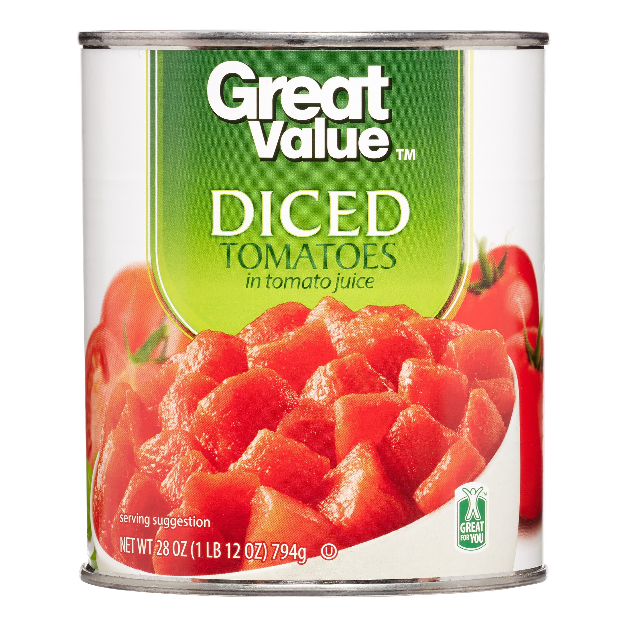 6 pack) Great Value Diced Tomatoes in Tomato Juice, 28 oz
