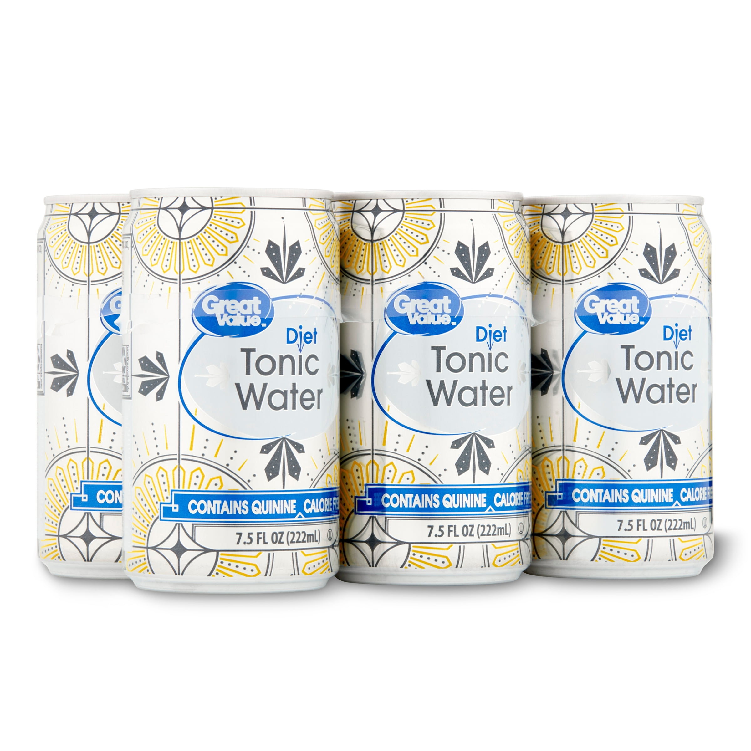 Great Value Diet Tonic Water, 7.5 fl oz, 6 Pack Cans