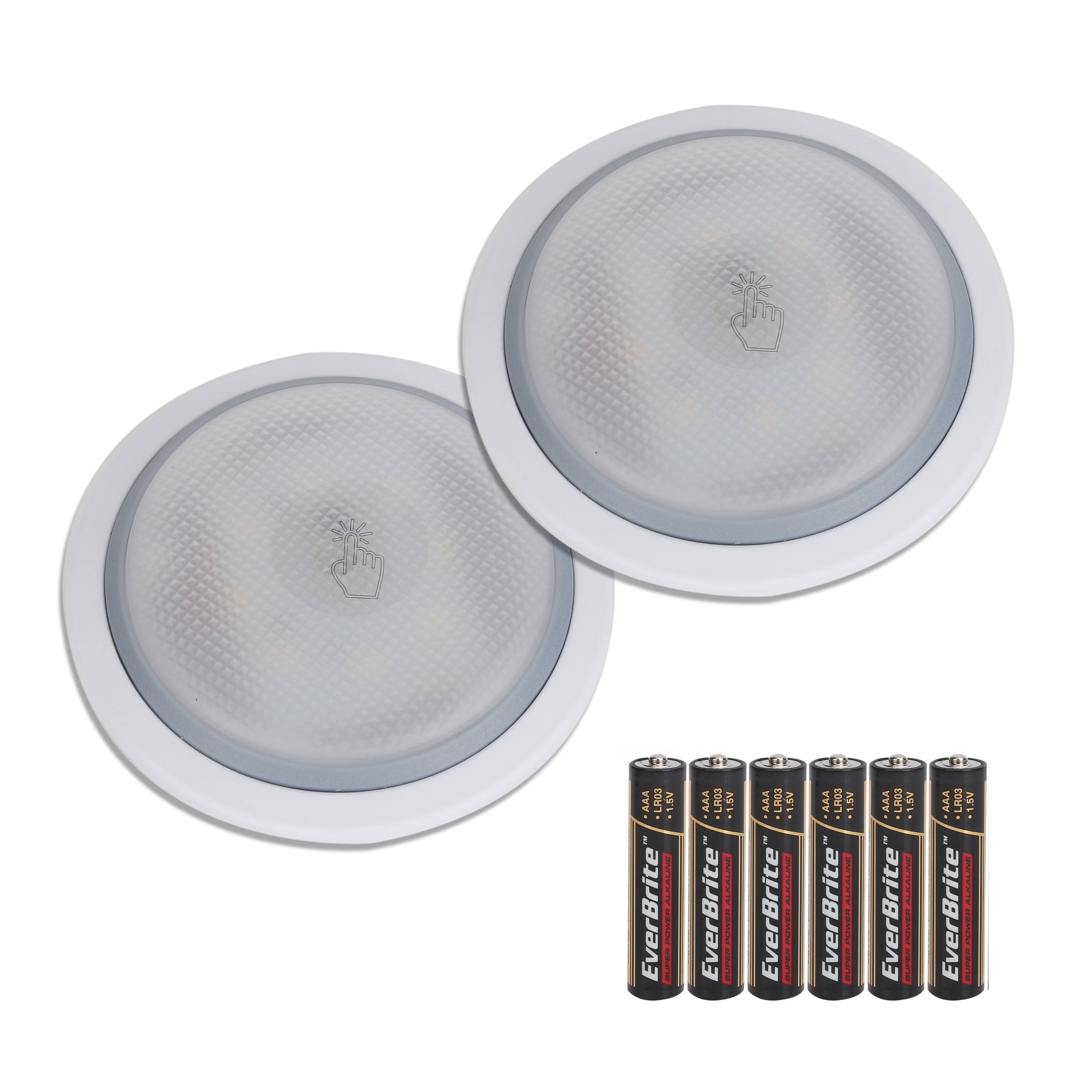 White Touch Activated LED Puck Lights 2-Pack