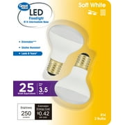Great Value Dimmable R14 LED Directional Floodlight, 3.5W 25W Equivalent E17 Base, Soft White 2 PK