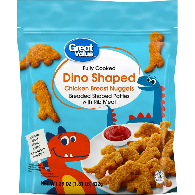 Great Value Fully Cooked Dino Chicken Nuggets 29 oz with 14g