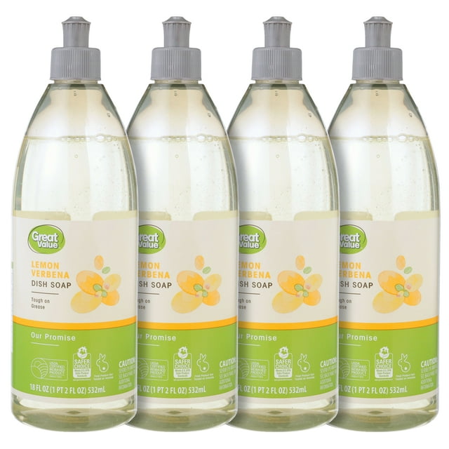 Great Value Dish Soap, Dish Soap, Lemon Verbena Scent, 18 fl oz, 4