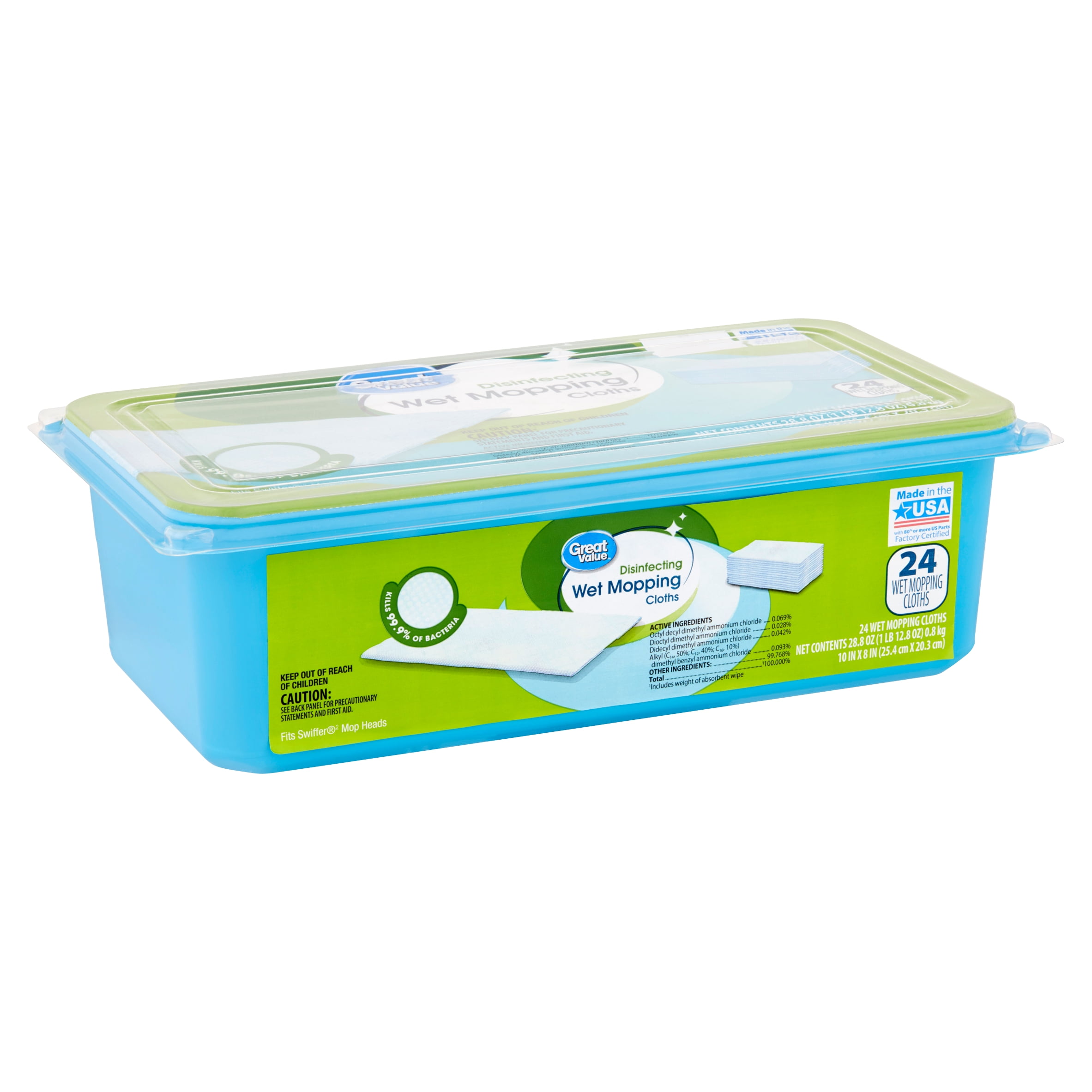 Great Value Disinfecting Wet Mopping Cloths, 24 count