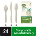 thumbnail image 1 of Great Value Disposable Compostable Assorted Cutlery, Beige, 24 Count includes 8F/8S/8K, 1 of 9