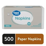 Great Value Disposable Paper Napkins, White, 500 Count