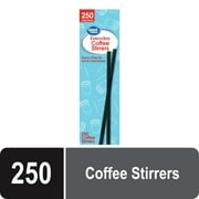 Great Value Disposable Plastic Coffee Stirrers, Black, 250 Count