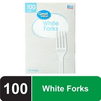 Great Value Disposable Plastic White Forks, 100 Count